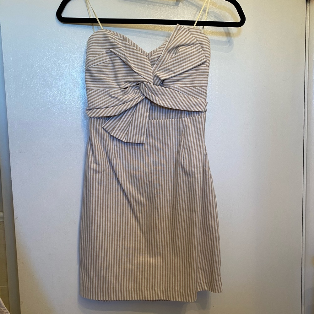 Newport Beige and white striped knotted dress